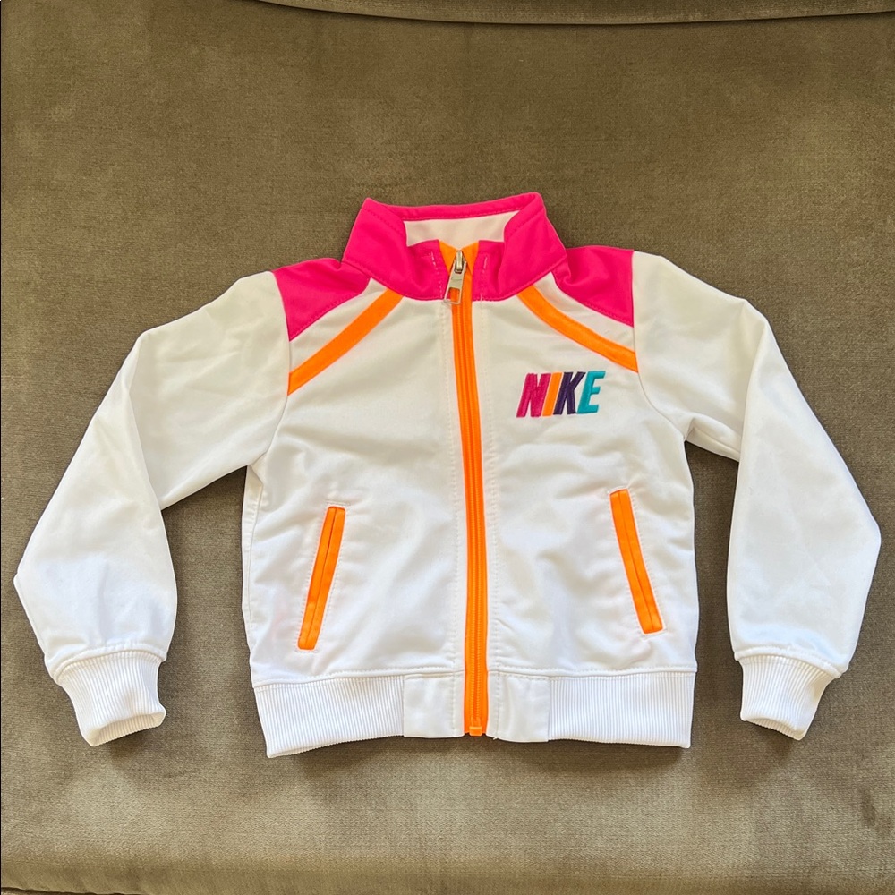 Nike Kids White and Pink Sweatshirt